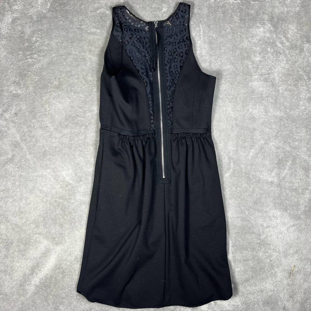 Rebecca Taylor Dress Womens 8 Black Ponte Lace Sleeveless Feminine Party Evening - Picture 5 of 8